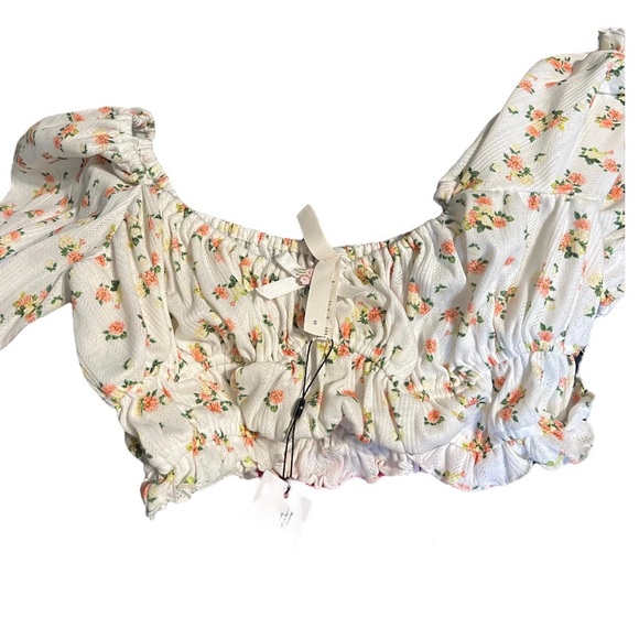 For Love and Lemons Lola Pointelle Top Floral Size Small - Picture 6 of 6